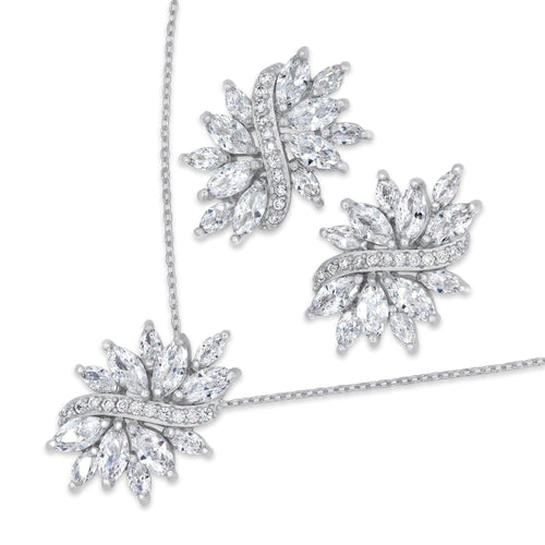 Simple Elegant Crystal Necklace & Earring Bridal Set