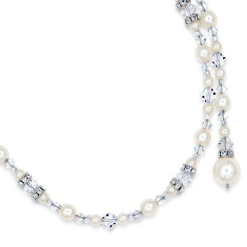 Crystal and Pearl Back-Drop Necklace