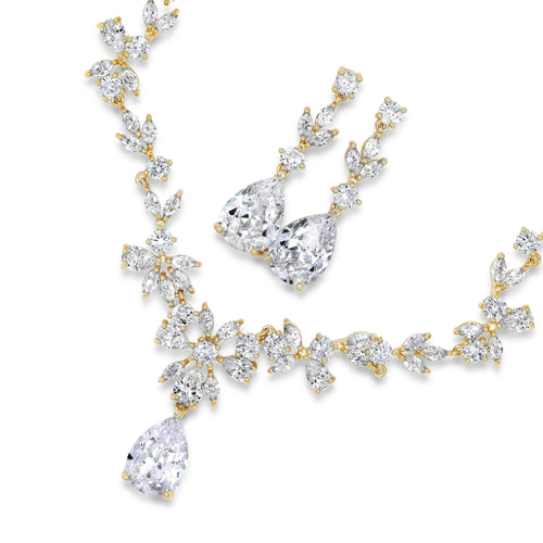Gold Vine Wedding Necklace and Earrings Set