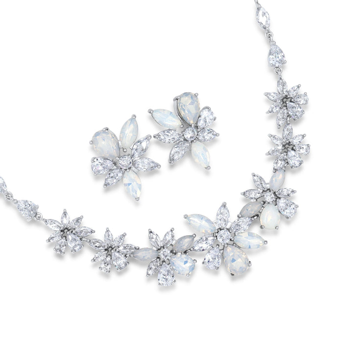 Opal Starburst Bridal Necklace & Earrings Set