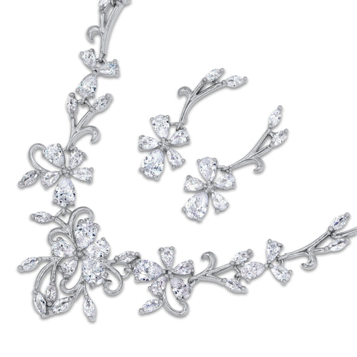 Marquise and Pear Crystal Necklace and Earrings Set