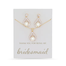 Load image into Gallery viewer, Bridesmaids Necklace &amp; Earrings Set- Gold
