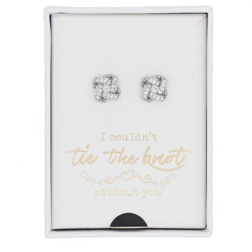 Bridesmaids Silver Stud Earrings Gift Set- Silver