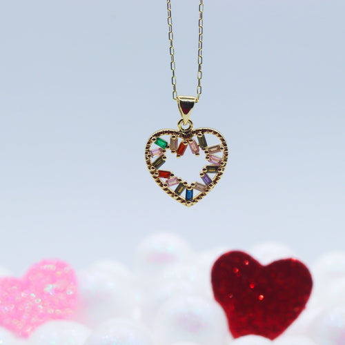 Gold Micro Pave Heart Pendant Necklace