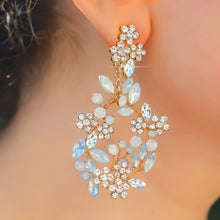Load image into Gallery viewer, Hand-made Opal and Crystal Bridal Earrings- Gold
