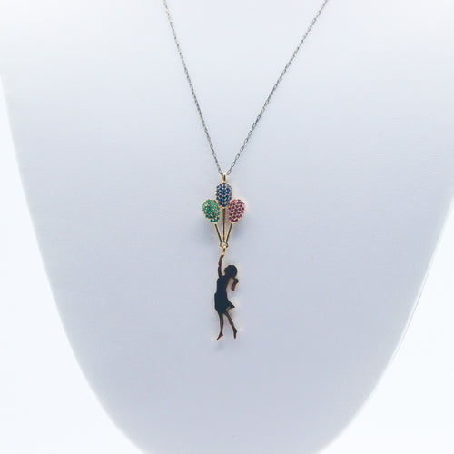 Girl with Balloon Pendant Necklace
