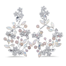 Load image into Gallery viewer, Hand-made Opal and Crystal Bridal Earrings- Silver
