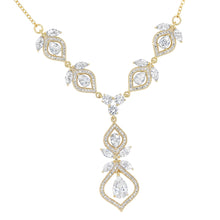 Load image into Gallery viewer, Gold Crystal Bridal Necklace with Backdrop
