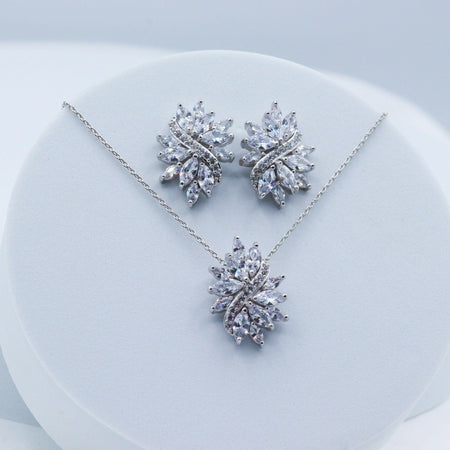 Simple Elegant Crystal Necklace & Earring Bridal Set