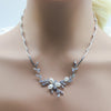Freshwater Pearl & Crystal Leaves Necklace and Earrings Set