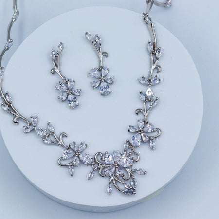 Marquise and Pear Crystal Necklace and Earrings Set