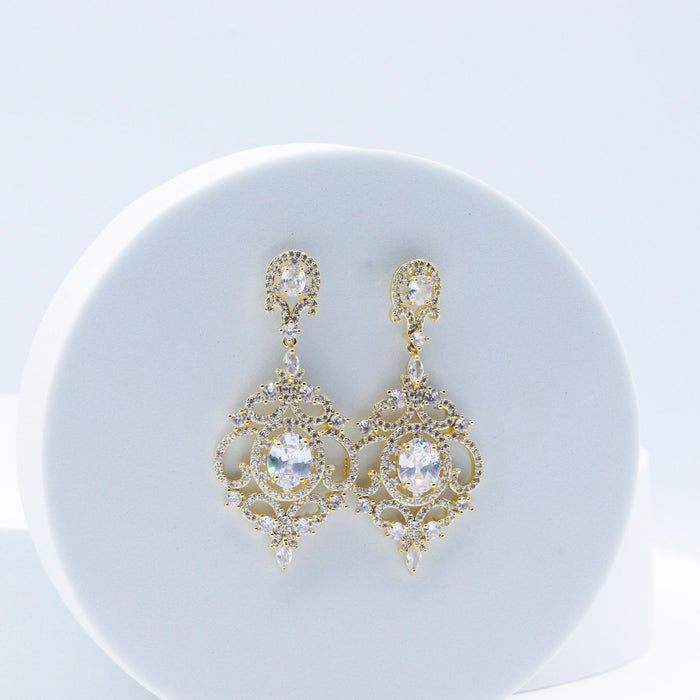 Victorian Scroll Chandelier Wedding Earrings