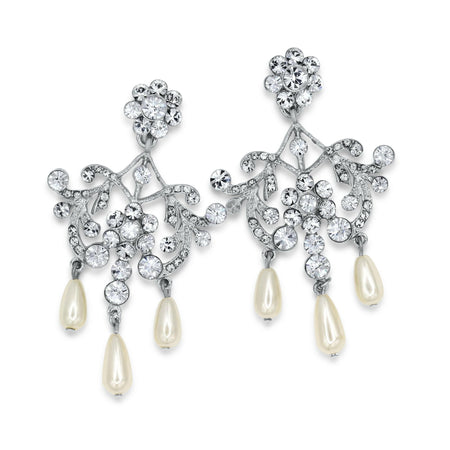 Pearl and Crystal Chandelier Earrings.