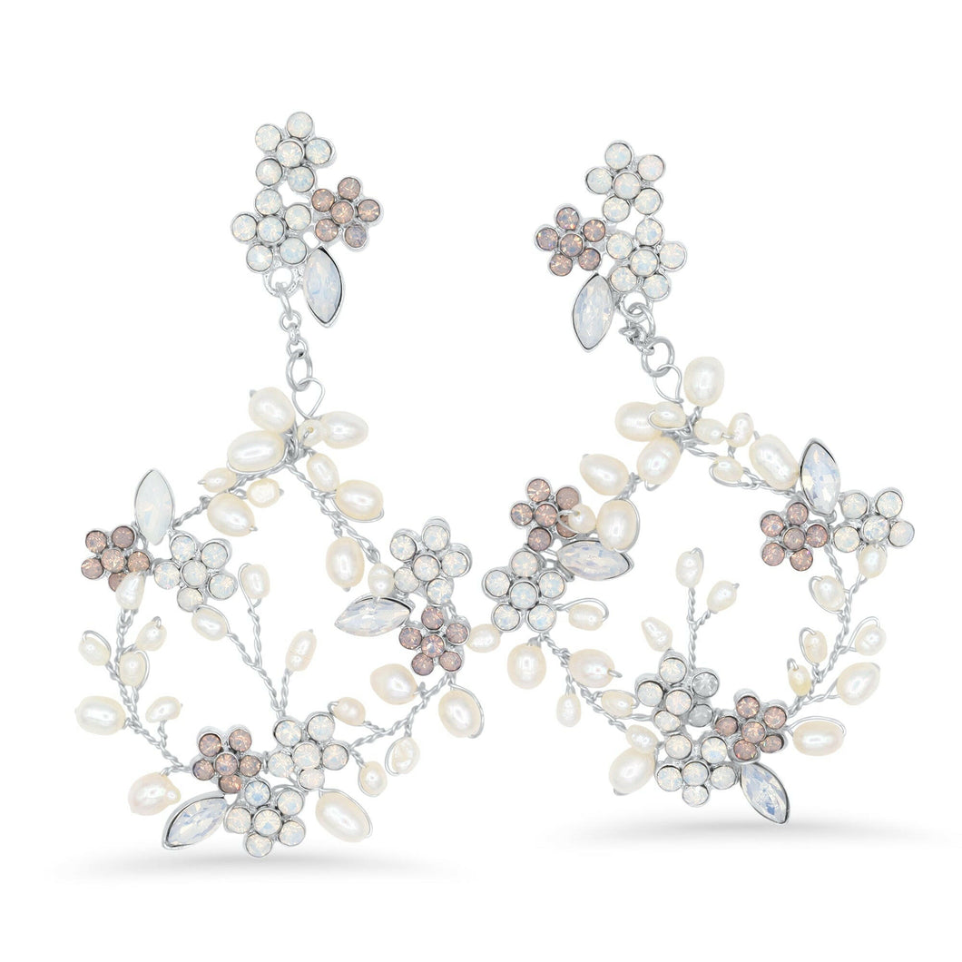 Hand-made Opal and Freshwater Pearl Bridal Earrings