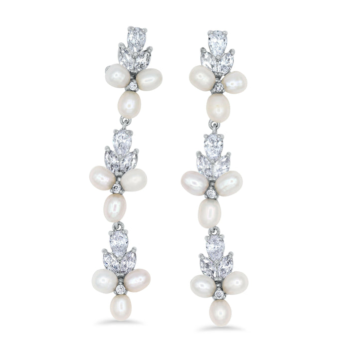 Genuine Freshwater Pearl Dangle Bridal Earrings