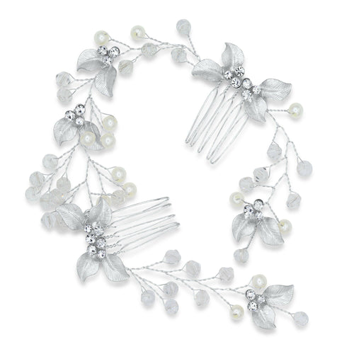 Pearl Hair Vine- Silver