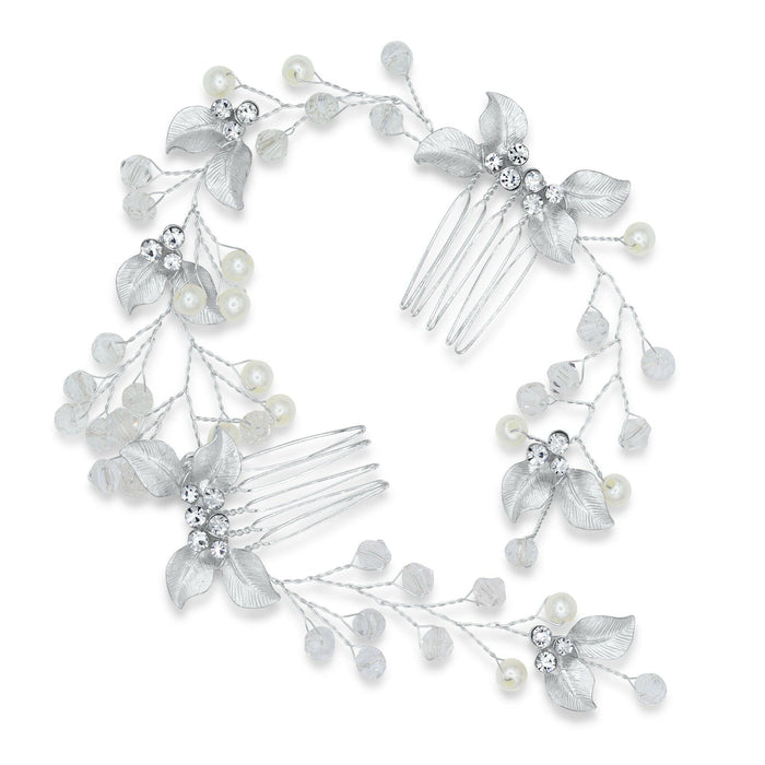 Pearl Hair Vine- Silver.