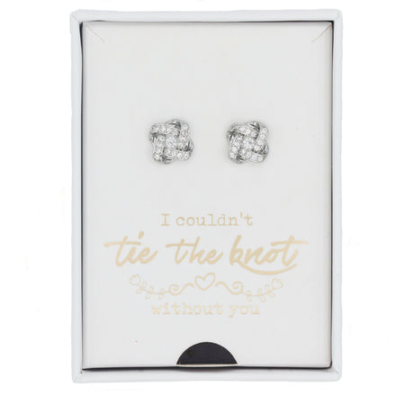 Bridesmaids Silver Stud Earrings Gift Set- Silver.