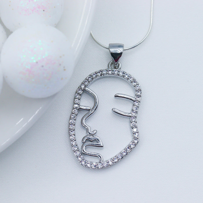 Abstract Face Pendant Necklace