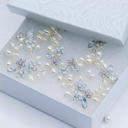 Hand-made Opal and Freshwater Pearl Bridal Earrings