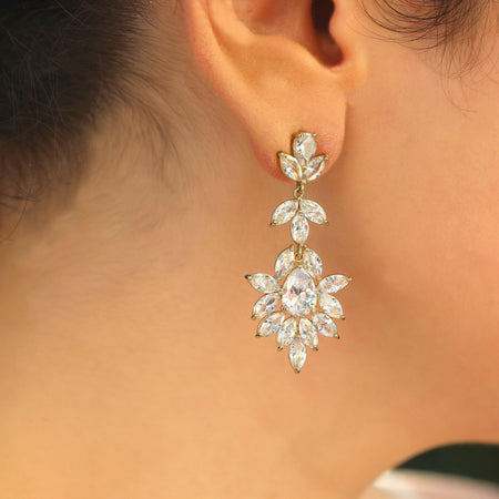 Gold Marquis & Pear Wedding Earrings