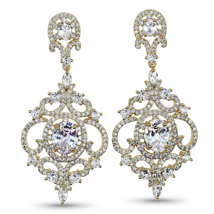 Victorian Scroll Chandelier Wedding Earrings.